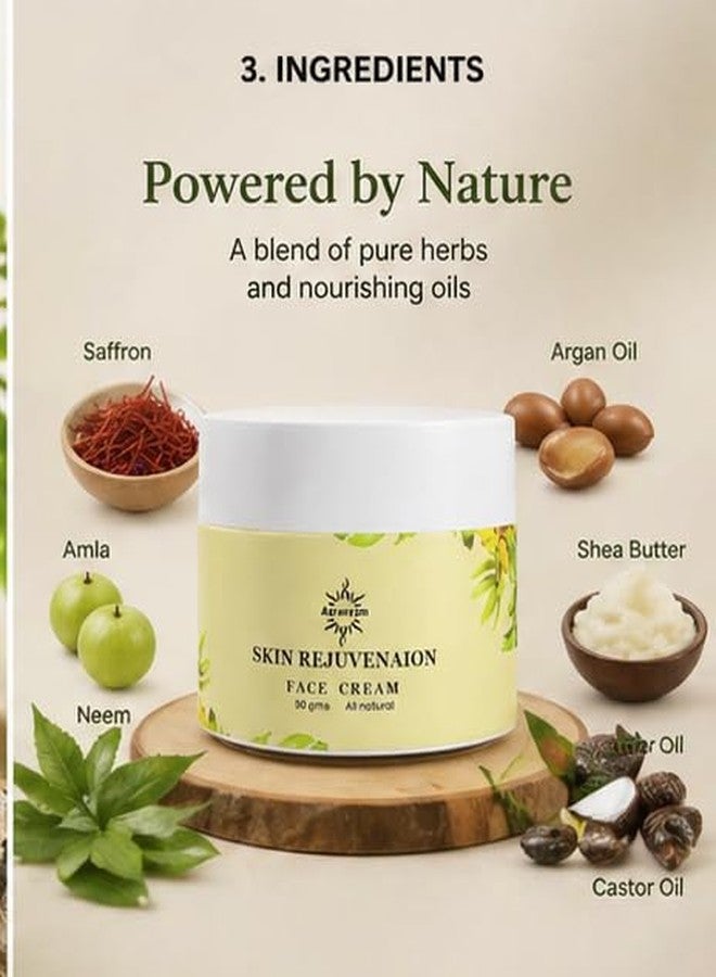 Aaranyam Rejuvenating Face Cream | Natural Anti Aging Moisturizer for Glowing Complexion | Ayurvedic Herbal Formula | Hydrating & Repair Cream for Dry & Dull Skin | 50g - Image 4