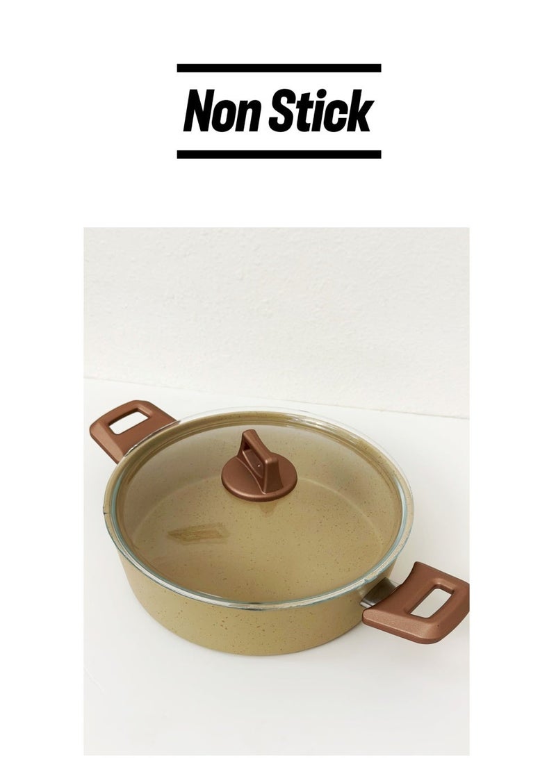 قدر جرانيت 26سم غير لاصق غطاء زجاج تركي - Image 2