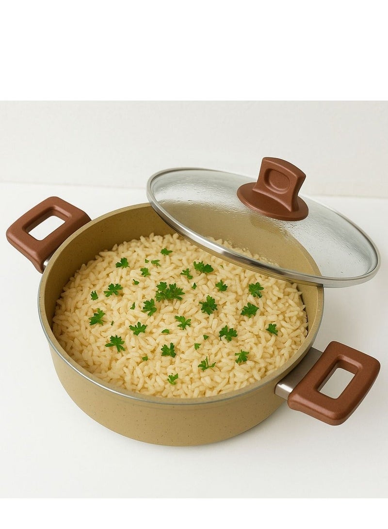 قدر جرانيت 26سم غير لاصق غطاء زجاج تركي - Image 1