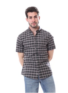 Andora Bi-Tone Plaids Short Sleeves Shirt - Black & White  - Image 5