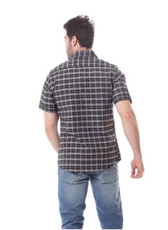 Andora Bi-Tone Plaids Short Sleeves Shirt - Black & White  - Image 4