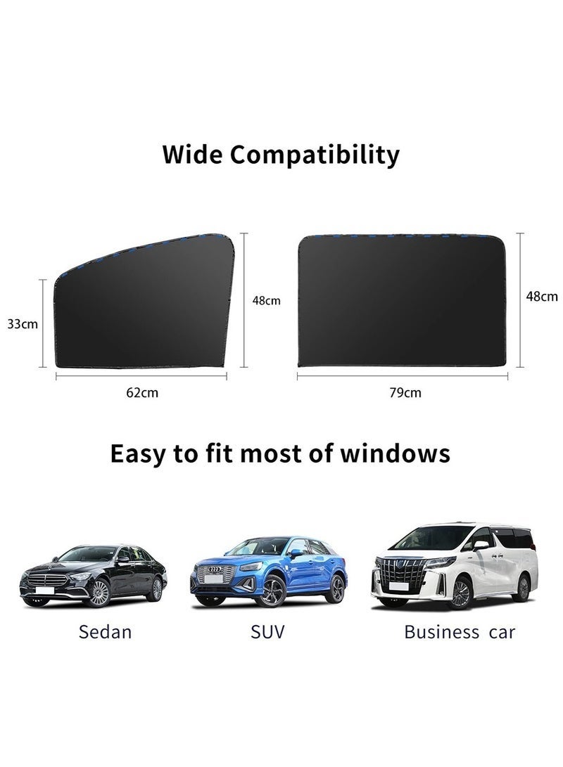 Car Side Window Sun Shade, 4 PCS Universal Magnetic Car Curtain with Blocks UV Rays, Reduce Damage from Direct Bright Sunlight and Heat, Universal Easy Fit Front Rear Seat - Image 3