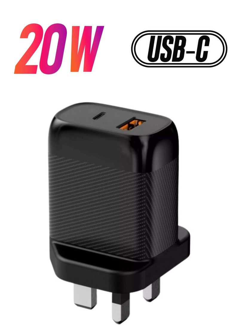 Bastec Fast Wall Charger with Dual Ports (PD + USB) for Quick Charging, 20W Power, Model BC202, BASTEC Brand - Image 1