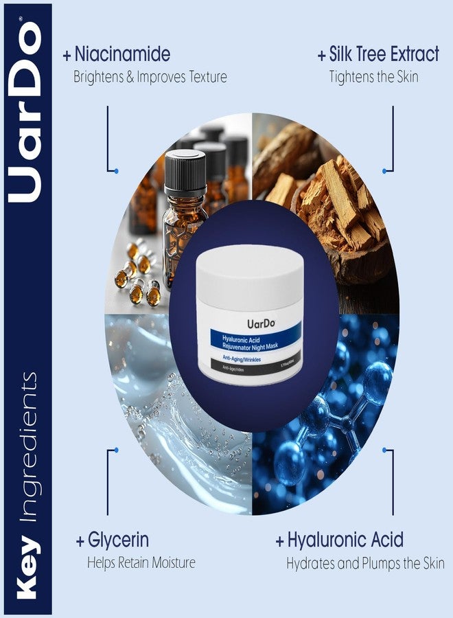 Uardo Hyaluronic Acid Rejuvenator Night Mask 1.7 Fl Oz/ 50ml - usn112 | For All Skin Types | Hydrating | Brightening | Moisturizing | For Women and Men - Image 4
