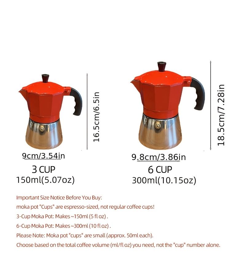 Italian Stovetop Coffee Pot 3 Cups 5 Ounce Manual Espresso Brewer Moka Express Style Pot for Gas Or Electric Cooktop Classic Design for Espresso And Cappuccino Lovers - Image 2