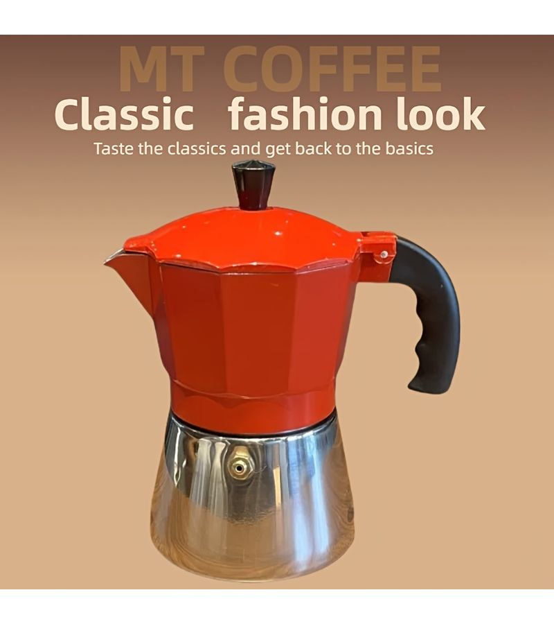 Italian Stovetop Coffee Pot 3 Cups 5 Ounce Manual Espresso Brewer Moka Express Style Pot for Gas Or Electric Cooktop Classic Design for Espresso And Cappuccino Lovers - Image 1