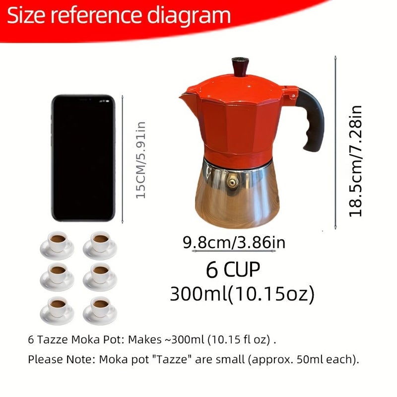 Italian Stovetop Coffee Pot 3 Cups 5 Ounce Manual Espresso Brewer Moka Express Style Pot for Gas Or Electric Cooktop Classic Design for Espresso And Cappuccino Lovers - Image 4