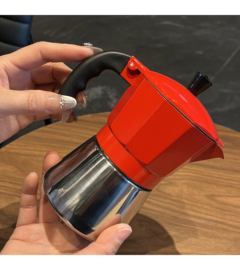 Italian Stovetop Coffee Pot 3 Cups 5 Ounce Manual Espresso Brewer Moka Express Style Pot for Gas Or Electric Cooktop Classic Design for Espresso And Cappuccino Lovers - Image 5