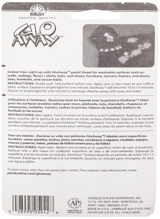 Plaid Glo-Away Washable Acrylic Paint (4-Ounce), 5042 Glow-in-the-Dark White - Image 2