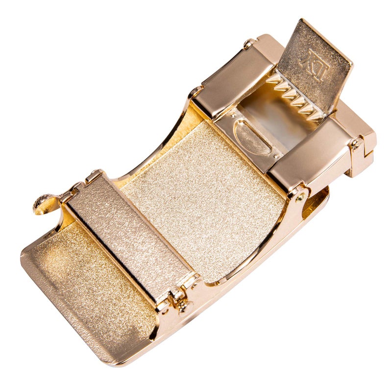 Dubulle Dubulle Men's Ratchet Belts Black Gold Chessboard Automatic Buckle Sliding Leather Strap Business Casual Belt Gift - Adjustable Cut to Fit  - Image 5