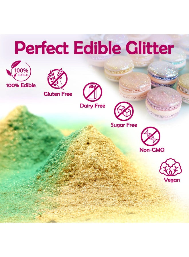 ERCorArt Edible Glitter - 6 Colors Luster Dust Edible with 4 Colors Gel Food Coloring, Food Grade Cake Decorating Shimmering Glitter for Drinks, Powder Glitter for Fondant, Chocolate, Candy, Cookie- 3g, Vegan - Image 4