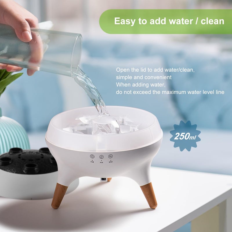 HIROGA Jellyfish Diffuser 250ML, Volcano Diffuser Aroma Diffusers Air Humidifiers 7Color LED, 5 Rings Dynamic Sound Pickup Ultrasonic Aromatherapy Fragrant for Bedroom Office (White) - Image 5