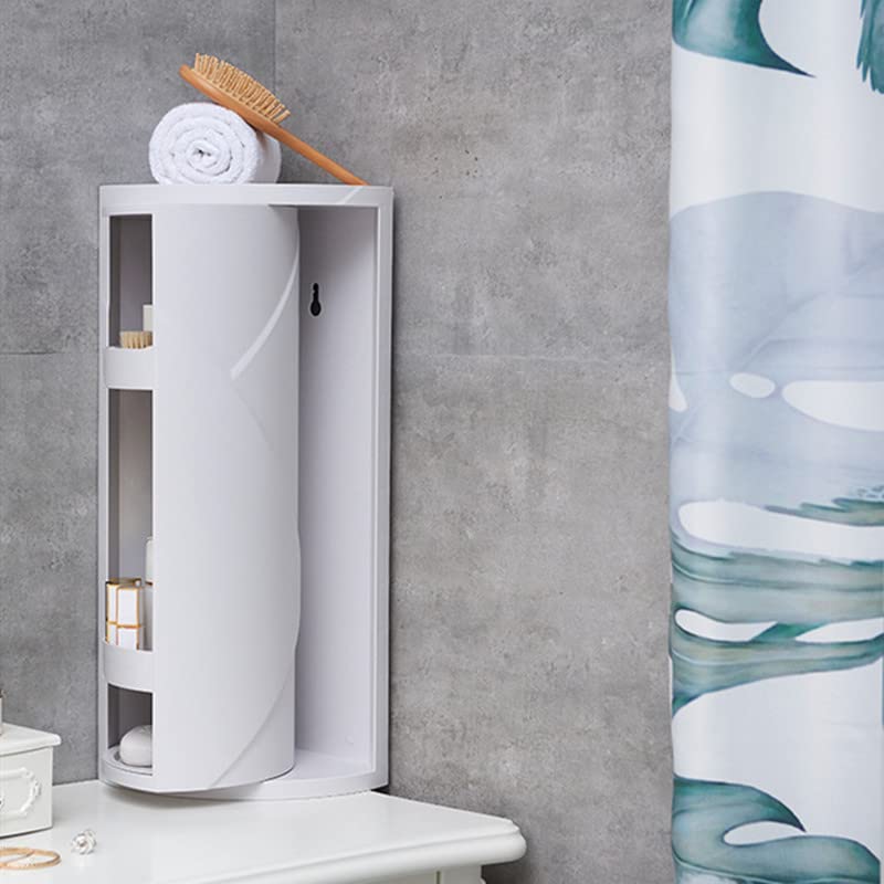 VBM 360 Rotating Corner Shelves3 Tier Storage Cabinet Towel Holder Rack Corner Cabinets with Doors and Shelves for Bathroom Bathtub Toilet Table - Image 1