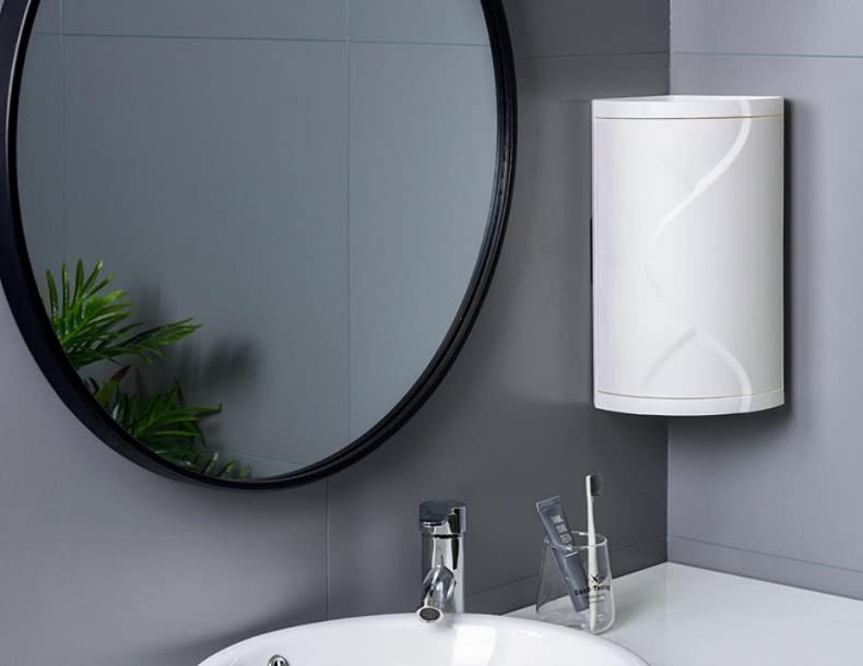 VBM 360 Rotating Corner Shelves3 Tier Storage Cabinet Towel Holder Rack Corner Cabinets with Doors and Shelves for Bathroom Bathtub Toilet Table - Image 3