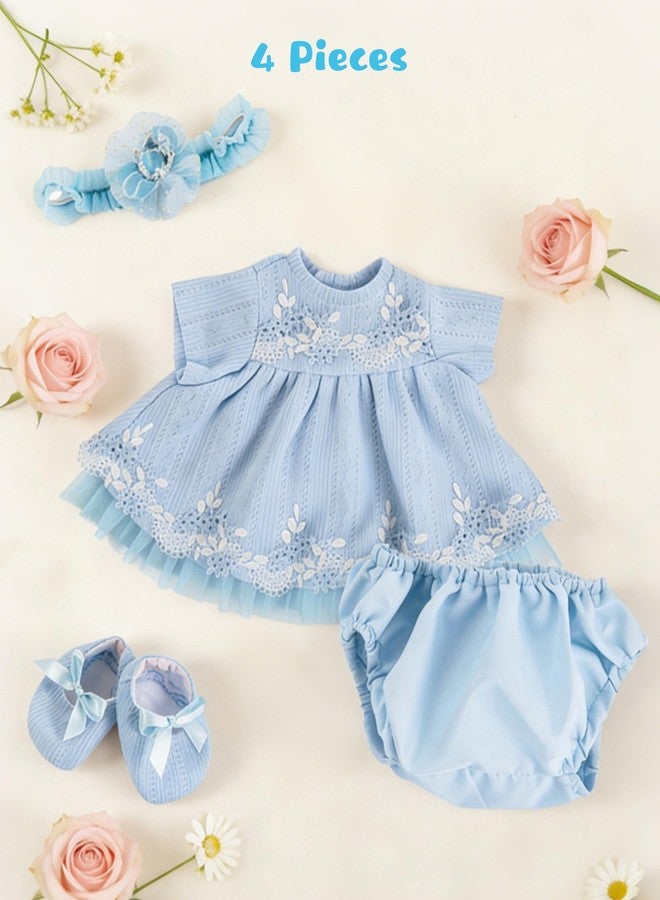 EKOKIZ Reborn Baby Dolls Clothes Girl Blue Baby Doll Clothes 17-20 Inches Doll Outfits and Accessories for Newborn Girl - Image 4