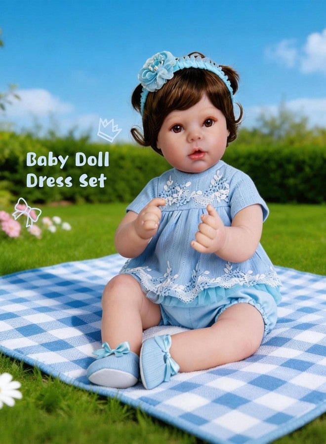 EKOKIZ Reborn Baby Dolls Clothes Girl Blue Baby Doll Clothes 17-20 Inches Doll Outfits and Accessories for Newborn Girl - Image 2