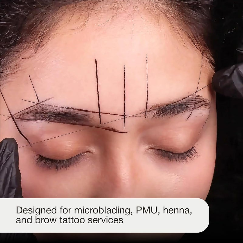خيط تحديد شكل الحواجب Brow Mapping String، بطول 30 مترًا ومُرسوم مسبقًا، مخصص لتقنيات الميكروبليدينج والمكياج الدائم (PMU)، وتشكيل الحواجب باستخدام فحم الخيزران (لون أبيض). - Image 4