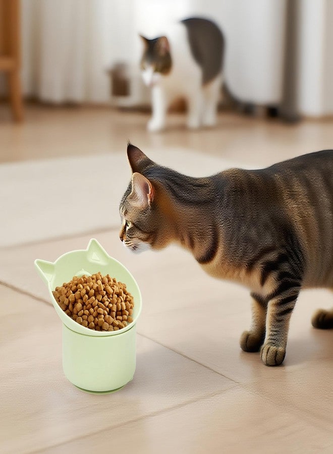 Hooshion Cat Slow Feeder, Elevated Slow Feeder Bowl Tilt Design, No Black Chin, Tilted Design, for Dry Wet Food, for Cats & Small Dogs (Green) - Image 3