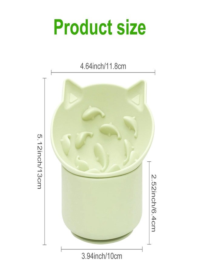 Hooshion Cat Slow Feeder, Elevated Slow Feeder Bowl Tilt Design, No Black Chin, Tilted Design, for Dry Wet Food, for Cats & Small Dogs (Green) - Image 2