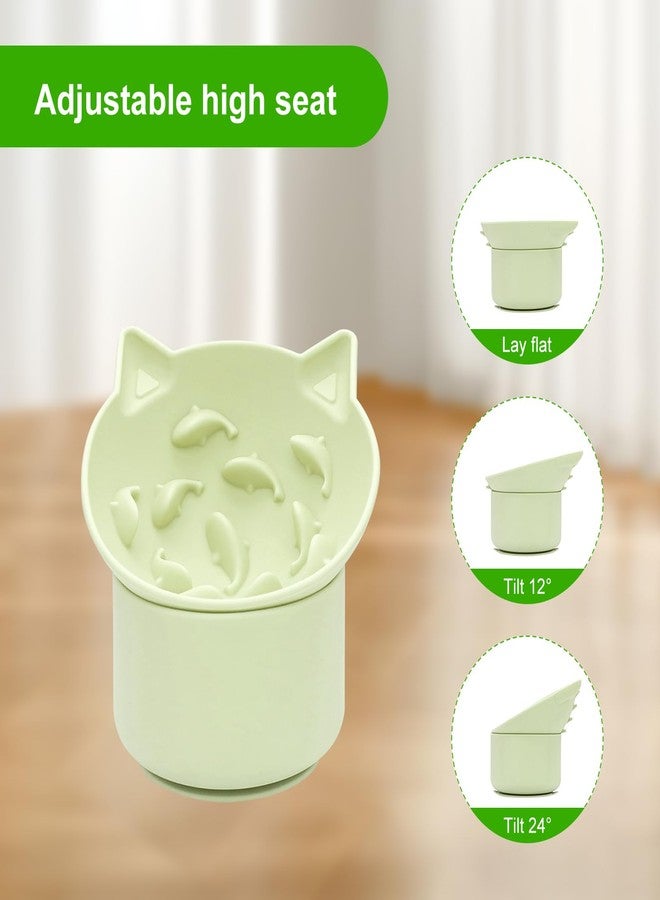 Hooshion Cat Slow Feeder, Elevated Slow Feeder Bowl Tilt Design, No Black Chin, Tilted Design, for Dry Wet Food, for Cats & Small Dogs (Green) - Image 4