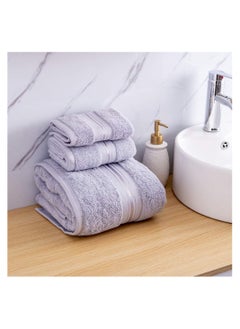joyzzz Luxury Bath Towels Set 3 Pack, Towel Set 100% Cotton (1 Large Bath Towel, 1 Hand Towel, 1 Washcloth) Ultra Soft and Highly Absorbent, for Bathroom, Hotel, Spa, Beach and Gym-Gray  - Image 2