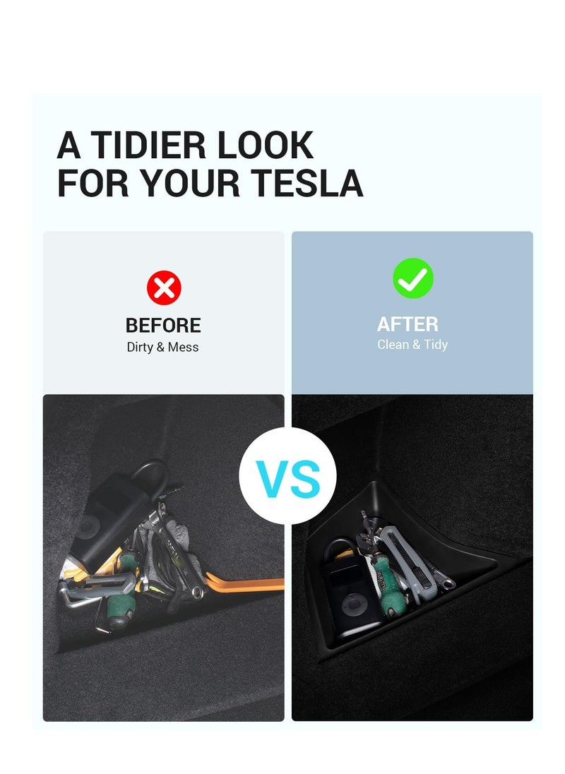 Captaintech 2024 Tesla Model 3 Highland Waterproof Odorless Rear Trunk Organizer with Lid, Reinforced Handle Side Storage Box for Enhanced Interior Accessories.  - Image 2