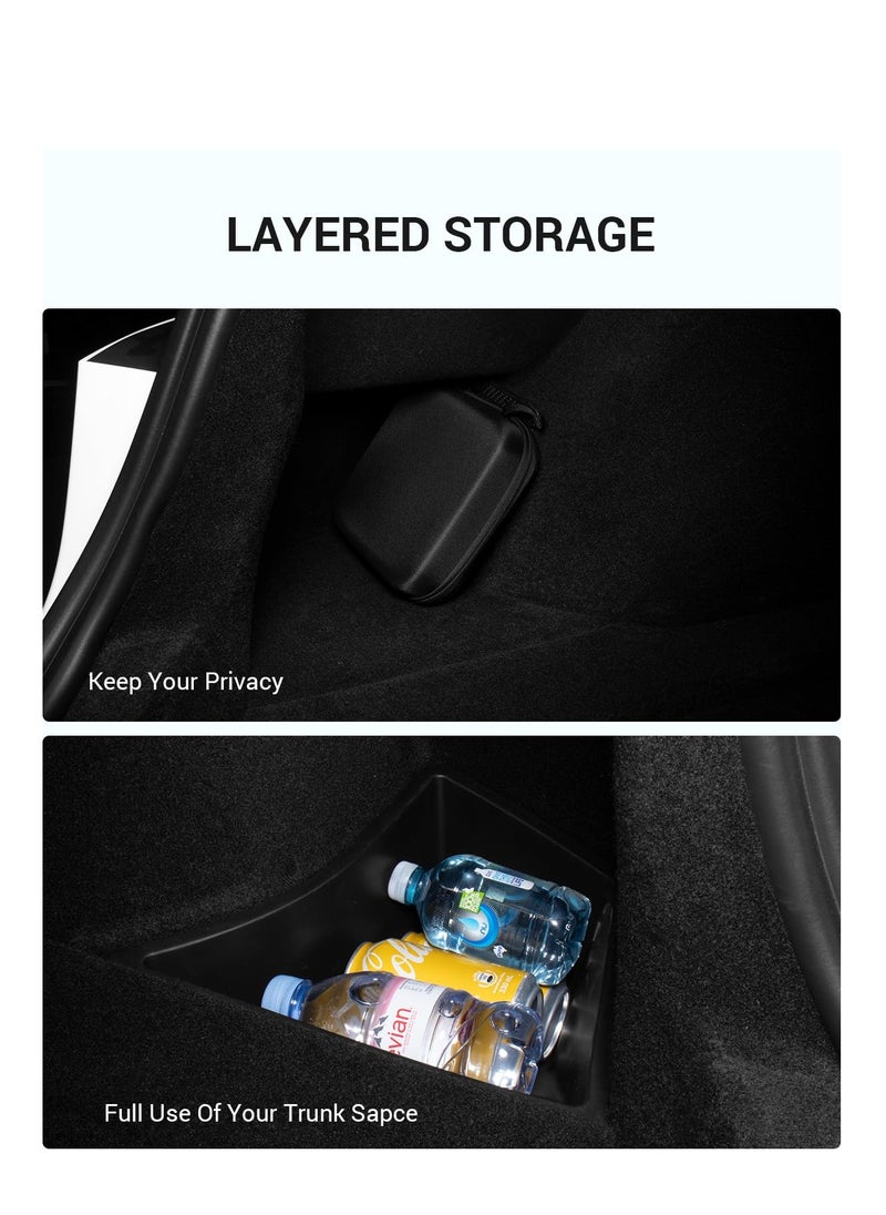 Captaintech 2024 Tesla Model 3 Highland Waterproof Odorless Rear Trunk Organizer with Lid, Reinforced Handle Side Storage Box for Enhanced Interior Accessories.  - Image 3