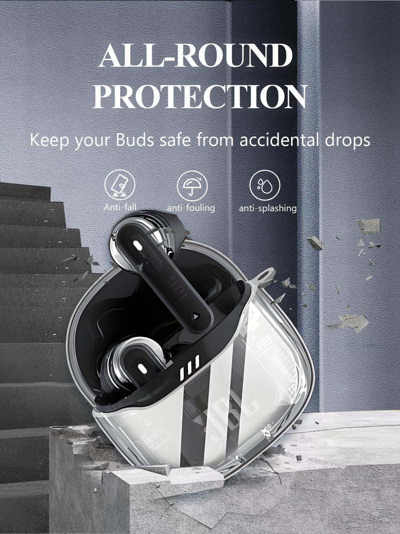 WUNIAK Case for JBL Tune Flex 2 | True Wireless Noise Cancelling Earbuds,Clear Soft TPU Protective Cover with Keychain and Cleaner Kit for Women Men Shockproof Skin,Clear - Image 5