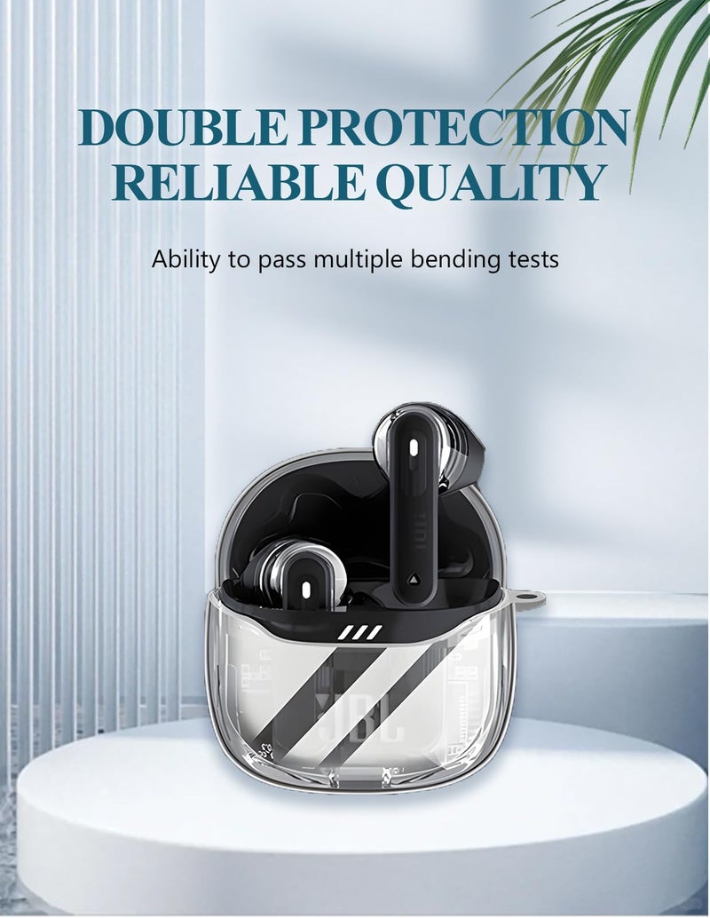 WUNIAK Case for JBL Tune Flex 2 | True Wireless Noise Cancelling Earbuds,Clear Soft TPU Protective Cover with Keychain and Cleaner Kit for Women Men Shockproof Skin,Clear - Image 3