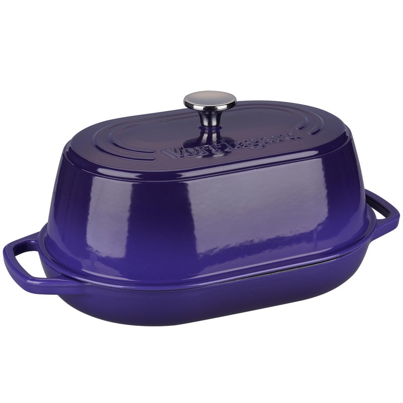 VORRINGARD Enameled Cast Iron Dutch Oven Pot with Dome Lid, Oval Bread Oven for Homemade Sourdough Bread Baking, Oven Safe up to 500Â°F, 6 Quart, Purple - Image 4