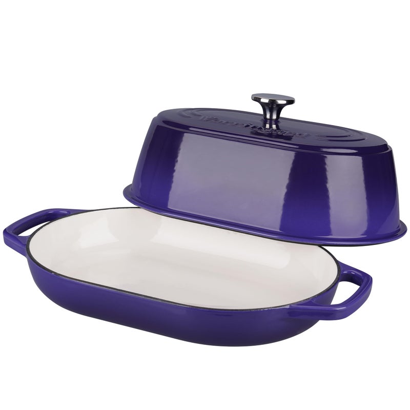 VORRINGARD Enameled Cast Iron Dutch Oven Pot with Dome Lid, Oval Bread Oven for Homemade Sourdough Bread Baking, Oven Safe up to 500Â°F, 6 Quart, Purple - Image 5