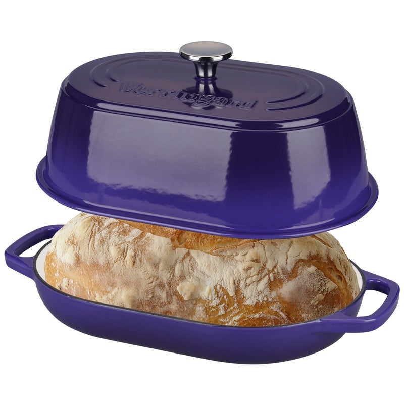 VORRINGARD Enameled Cast Iron Dutch Oven Pot with Dome Lid, Oval Bread Oven for Homemade Sourdough Bread Baking, Oven Safe up to 500Â°F, 6 Quart, Purple - Image 1