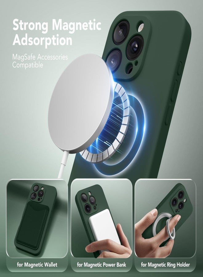 SuydanBox Magnetic for iPhone 16 Pro Case, Compatible with MagSafe, [Full Camera Protection][Screen Protector] Silicone Shockproof Protective Phone Case for iPhone 16 Pro 6.3", Forest Green - Image 2