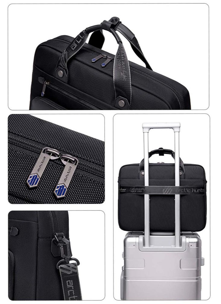 ARCTIC HUNTER - Business Briefcase Crossbody Laptop Bag,Water Resistant Messenger Shoulder Bag with Strap, Durable Office Bag Carry On Laptop Case for Men,Black - Image 1