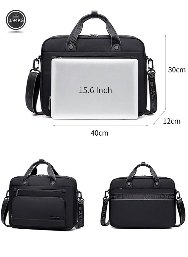 ARCTIC HUNTER - Business Briefcase Crossbody Laptop Bag,Water Resistant Messenger Shoulder Bag with Strap, Durable Office Bag Carry On Laptop Case for Men,Black - Image 1