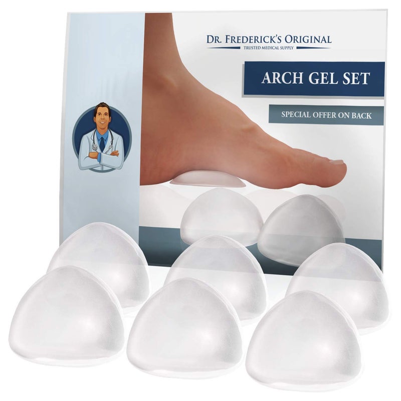 Dr Fredericks Original Peel Stick Foot Arch Support Gel Pads 6 Pieces High Arch Cushions Relieves Pain from PES Cavus