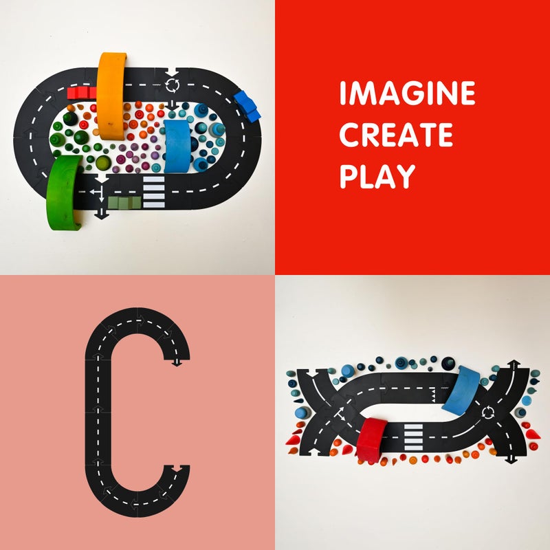 Waytoplay Ringroad, 12 Piece Circuit for Toy Cars - Flexible, Indestructible, and Waterproof - Modular Car Tracks - Made in The Netherlands - Image 3