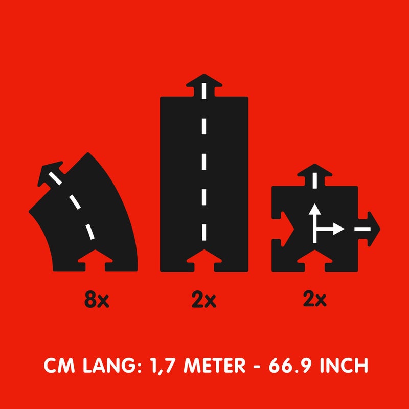 Waytoplay Ringroad, 12 Piece Circuit for Toy Cars - Flexible, Indestructible, and Waterproof - Modular Car Tracks - Made in The Netherlands - Image 5