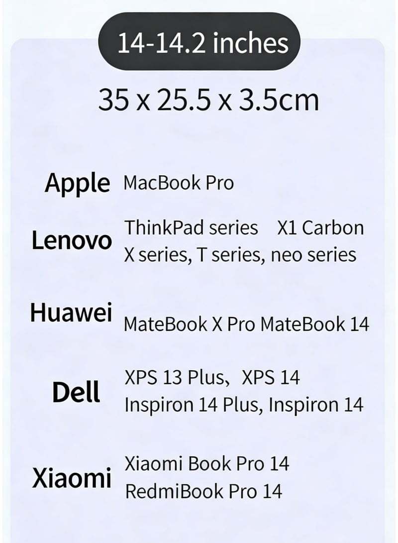 AuliceVerse Black 13.3-Inch Laptop Sleeve (Fits 14-14.2 Inch Laptops) - Double-Layer Storage, 6-Side Airbag Shockproof, Water-Resistant 600D Oxford Fabric, Custom-Fit for MacBook/iPad (Lightweight Travel Design) - Image 4