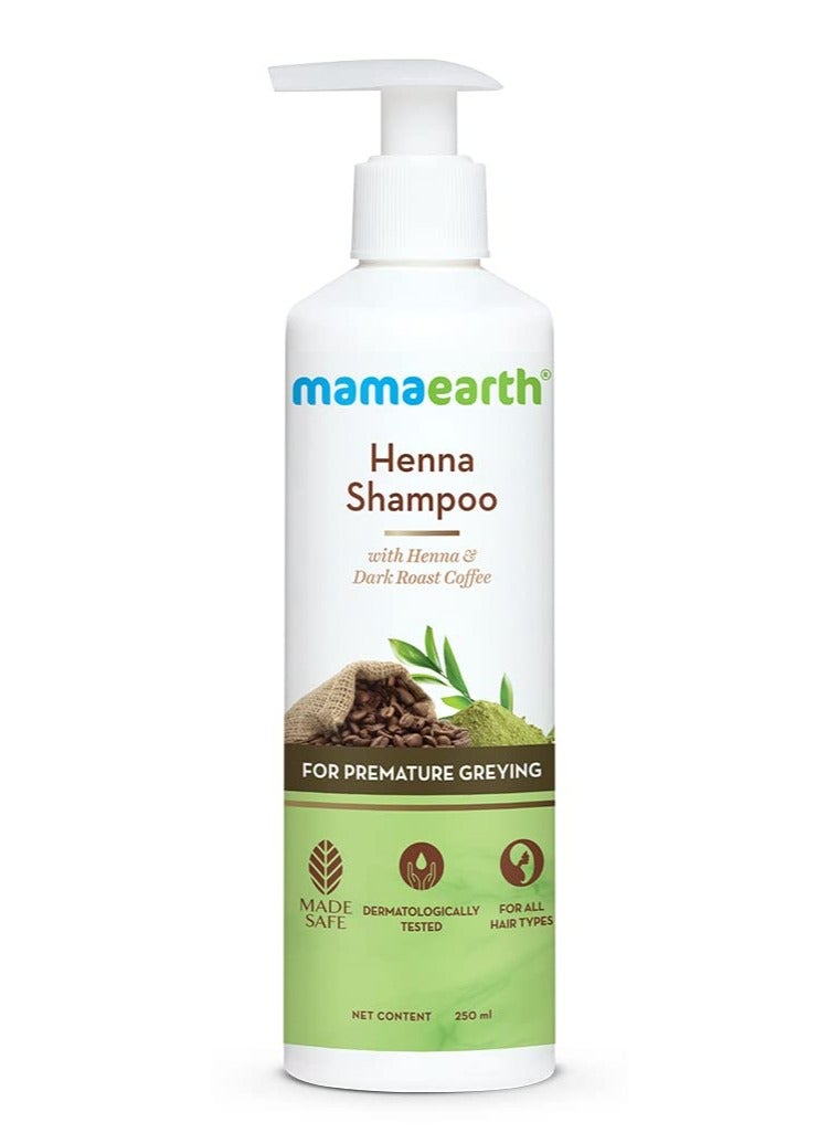 Mama Earth Henna Shampoo, for enhance hair color, with Henna and Deep Roast Coffee – 250 ml - Image 1