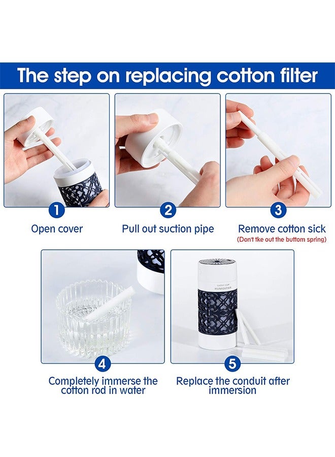 اتش واي تصفية القطن إعادة ملء السفر ميني العصي سيارة المرطب قطع غيار لأجهزة الترطيب الذكية الشخصية المحمولة USB في غرفة نوم المكتب (4 بوصة) ، 40 قطعة - Image 3