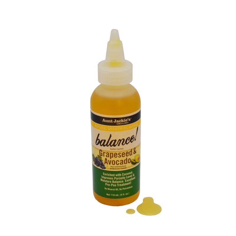 Aunt Jackie's Natural Growth Oil Blends Balance - Grapeseed and Avocado, Pre-Shampoo Treatment, Improves Porosity and Moisture Balance, 4 oz - Image 3