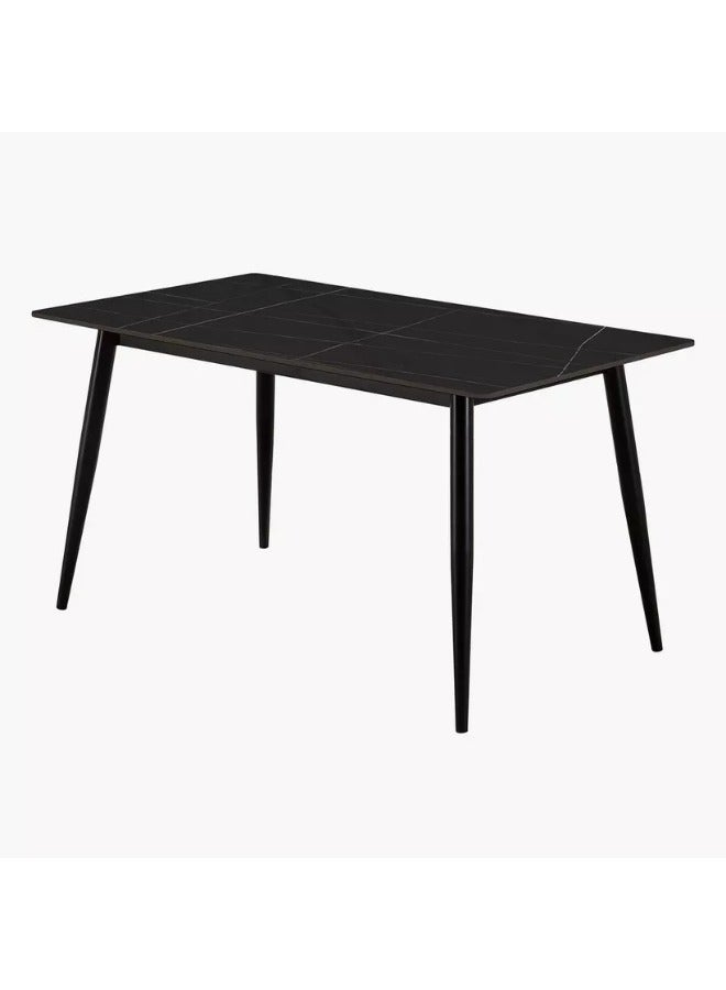 ALWASIT HOME Dining Table Set 6 Seater with Black Rectangular Marble Top Finish and Steel Legs, Brown PVC Leather Dining Chairs, Modern Dining Table Set for Dining Room and Living Space - Image 5