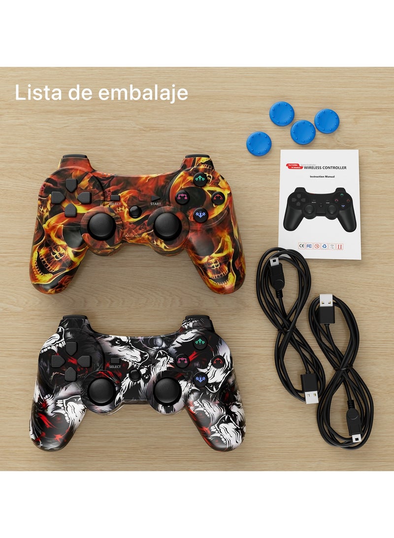 Wireless Controller for PS3 Support Double Vibration 6-Axis Motion Compatible with PS 3/Pc Black And Yellow 2 Pieces  - Image 2