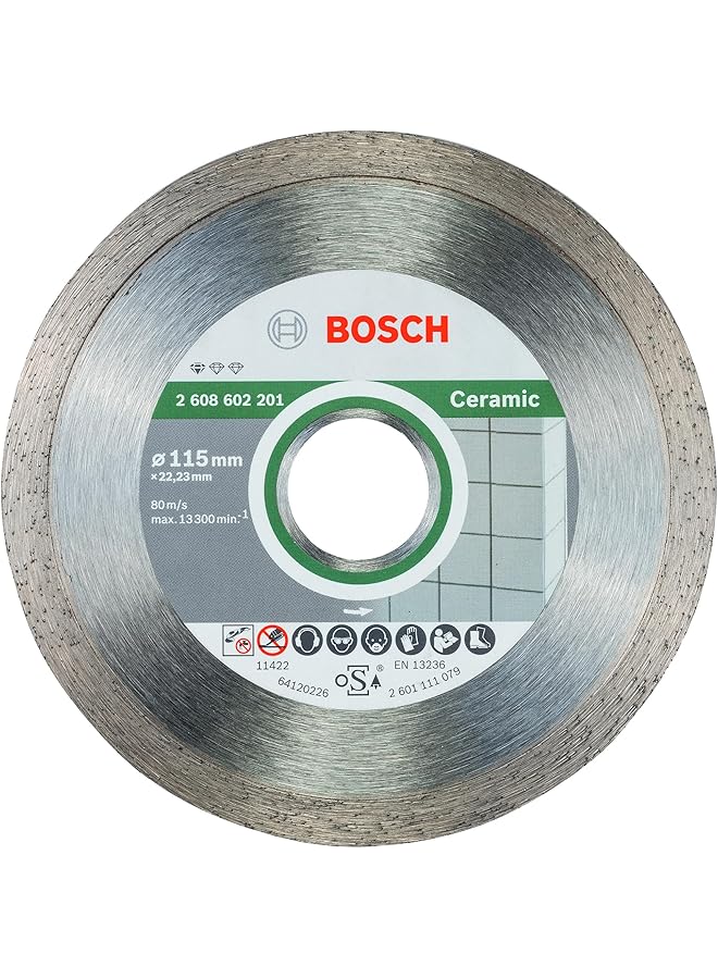 BOSCH Standard For Ceramic Diamond Cutting Disc For Small Angle Grinders Eliable Cuts For Ceramic 1 Piece 115 Mm Diameter - Image 1