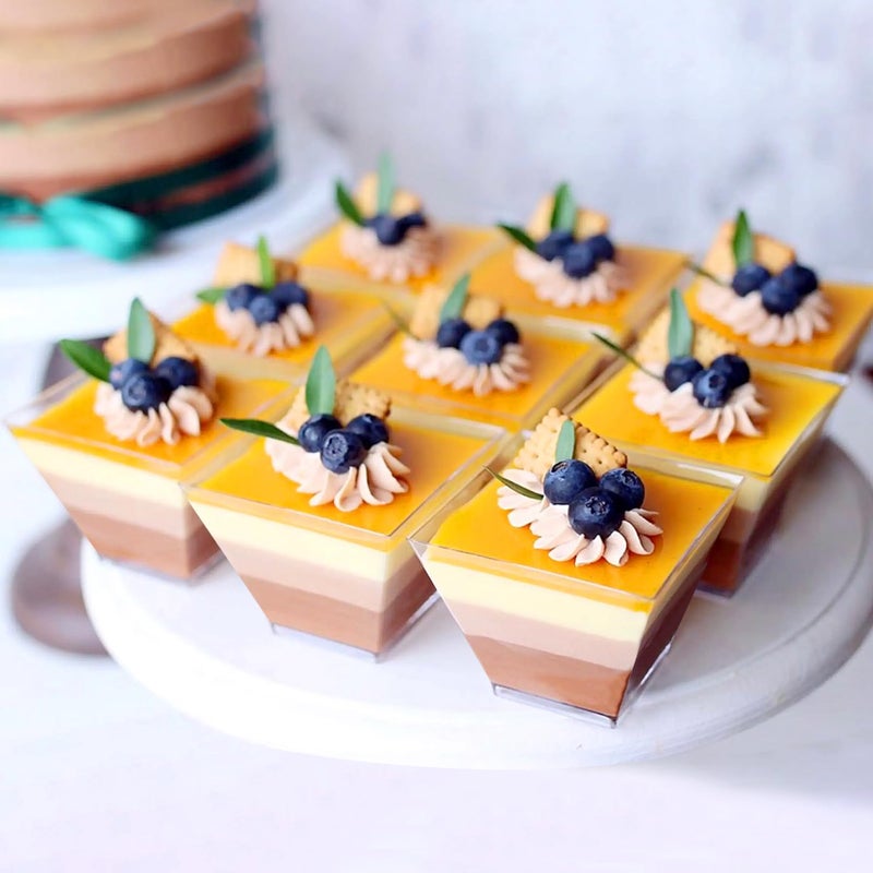 Colovis Mini Dessert Cups  100 CT 2oz Clear Plastic Parfait Appetizer Cups with Spoons Mini Square Dessert Bowls for Serving  Tasting (100) - Image 5