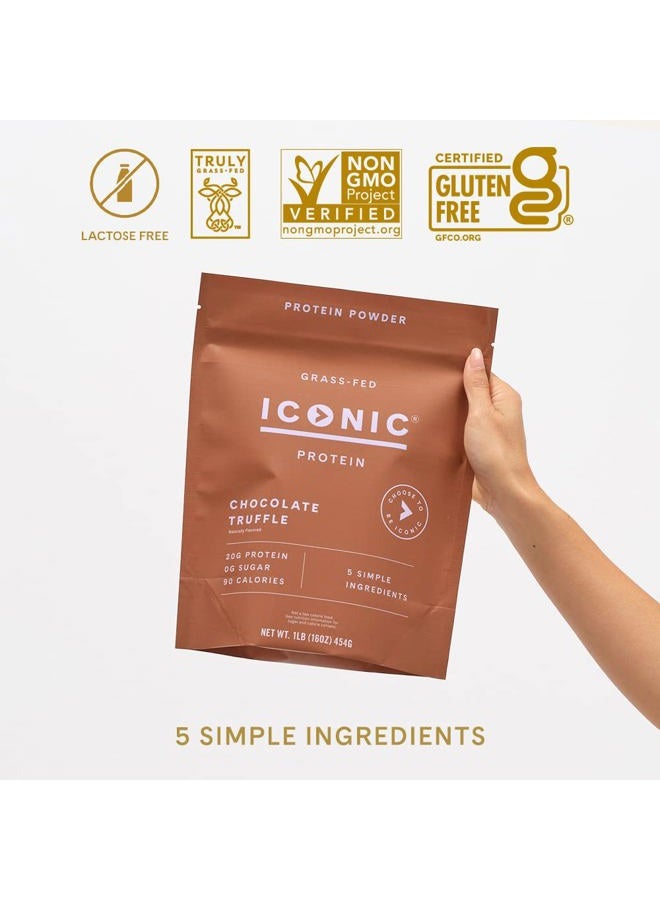 Iconic Protein Powder, Chocolate Truffle - Sugar Free, Low Carb Protein Powder - Lactose Free, Gluten Free, Non-GMO - 20g Grass Fed Whey & Casein Protein - Keto Friendly, 1 lb. Pouch (17 Servings) - Image 5