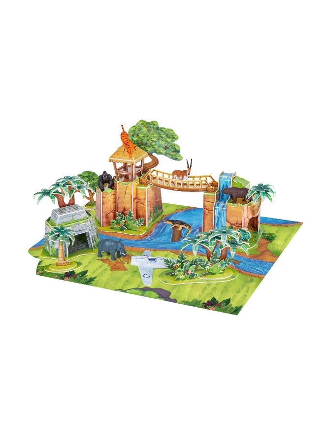CubicFun Kids 3D Puzzle Jungle Adventure Playset 65-pieces with 6 Animal Figures & Playmat| No-Glue or Scissors Needed! | Building Kit | Puzzle for Kids | Challenging Puzzle | Arts & Crafts | Perfect for Stress Reliever and Puzzle Lovers - Image 2