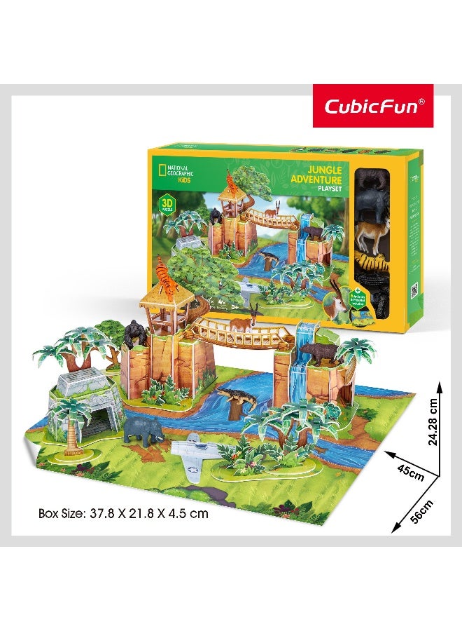 CubicFun Kids 3D Puzzle Jungle Adventure Playset 65-pieces with 6 Animal Figures & Playmat| No-Glue or Scissors Needed! | Building Kit | Puzzle for Kids | Challenging Puzzle | Arts & Crafts | Perfect for Stress Reliever and Puzzle Lovers - Image 3
