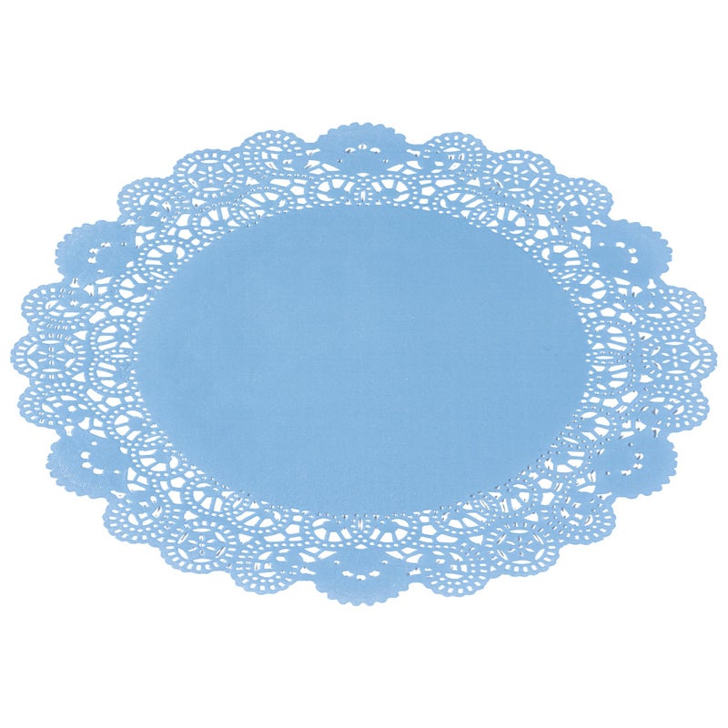 Restaurantware Pastry Tek 12 x 12 Inch Paper Lace Doilies, 100 Disposable Table Doilies - Elegant Lace Finish, Long Lasting, SkyBlue Paper Doily, for Pastries, Cupcakes, Desserts - Restaurantware - Image 2